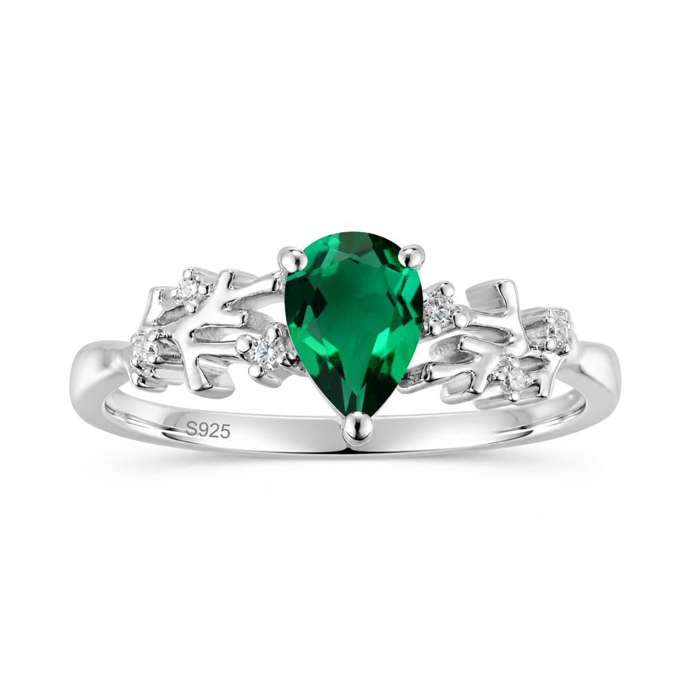 Pear Cut Green Amethyst Coral Ring - LUO Jewelry #gemstone_Emerald