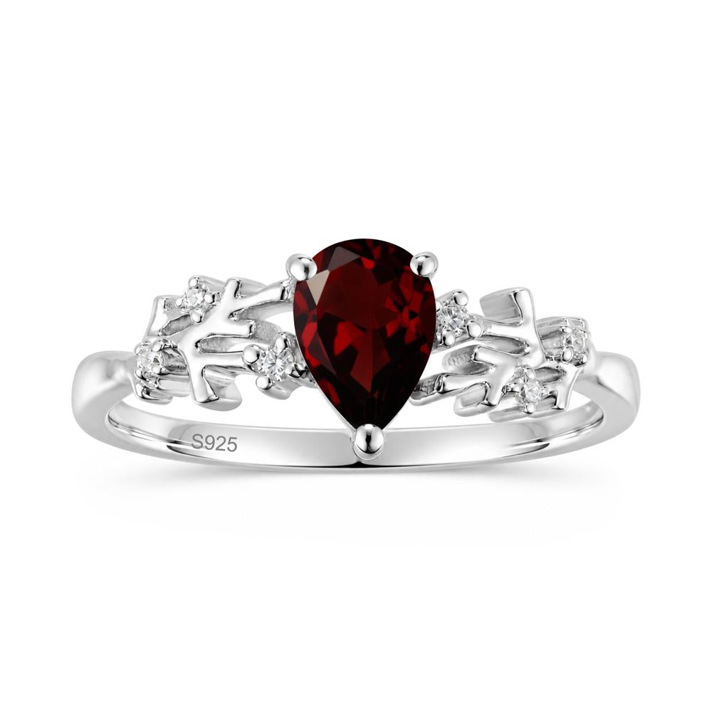 Pear Cut Green Amethyst Coral Ring - LUO Jewelry #gemstone_Garnet
