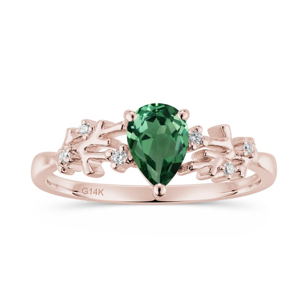 Pear Cut Green Amethyst Coral Ring - LUO Jewelry #gemstone_Green Sapphire