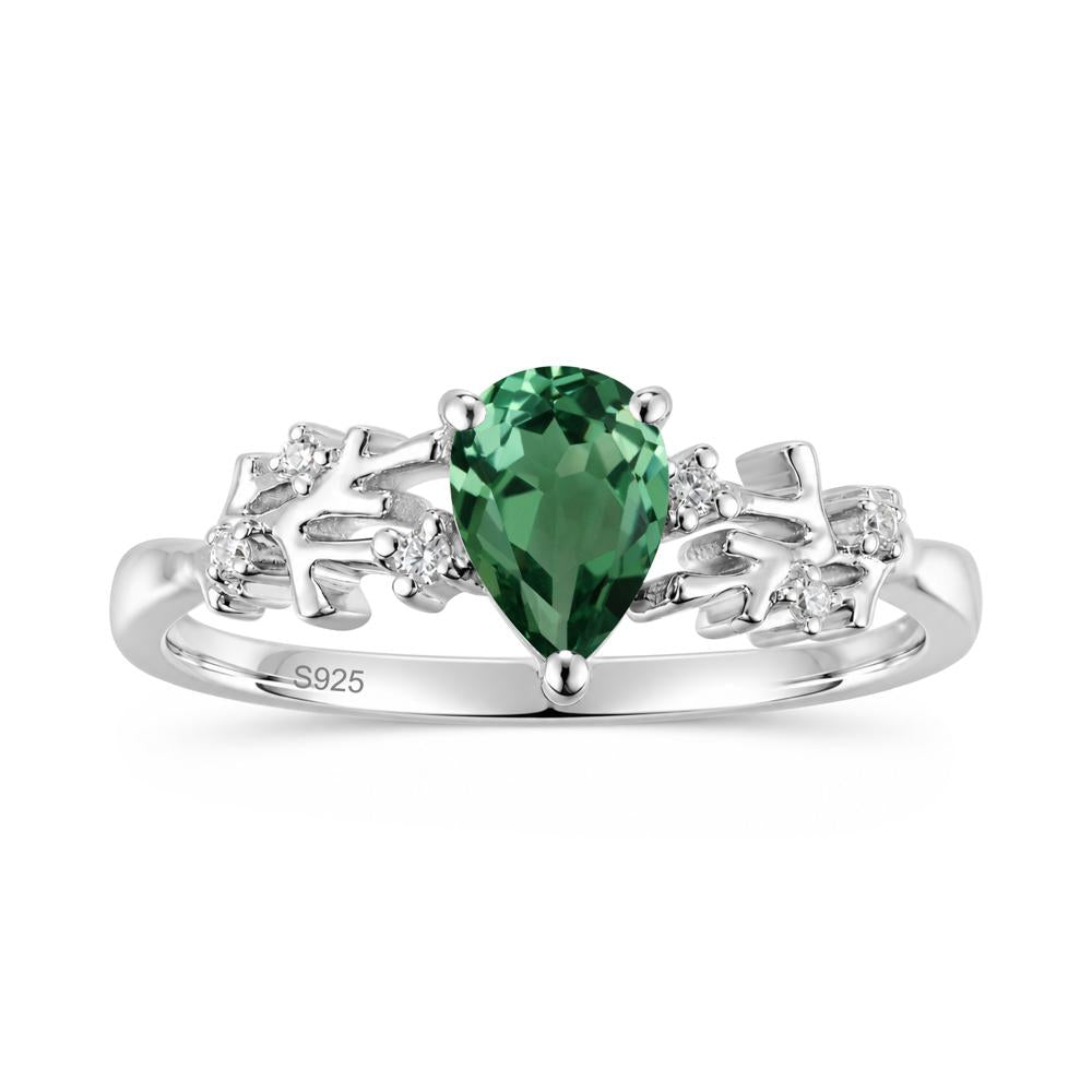 Pear Cut Green Amethyst Coral Ring - LUO Jewelry #gemstone_Green Sapphire