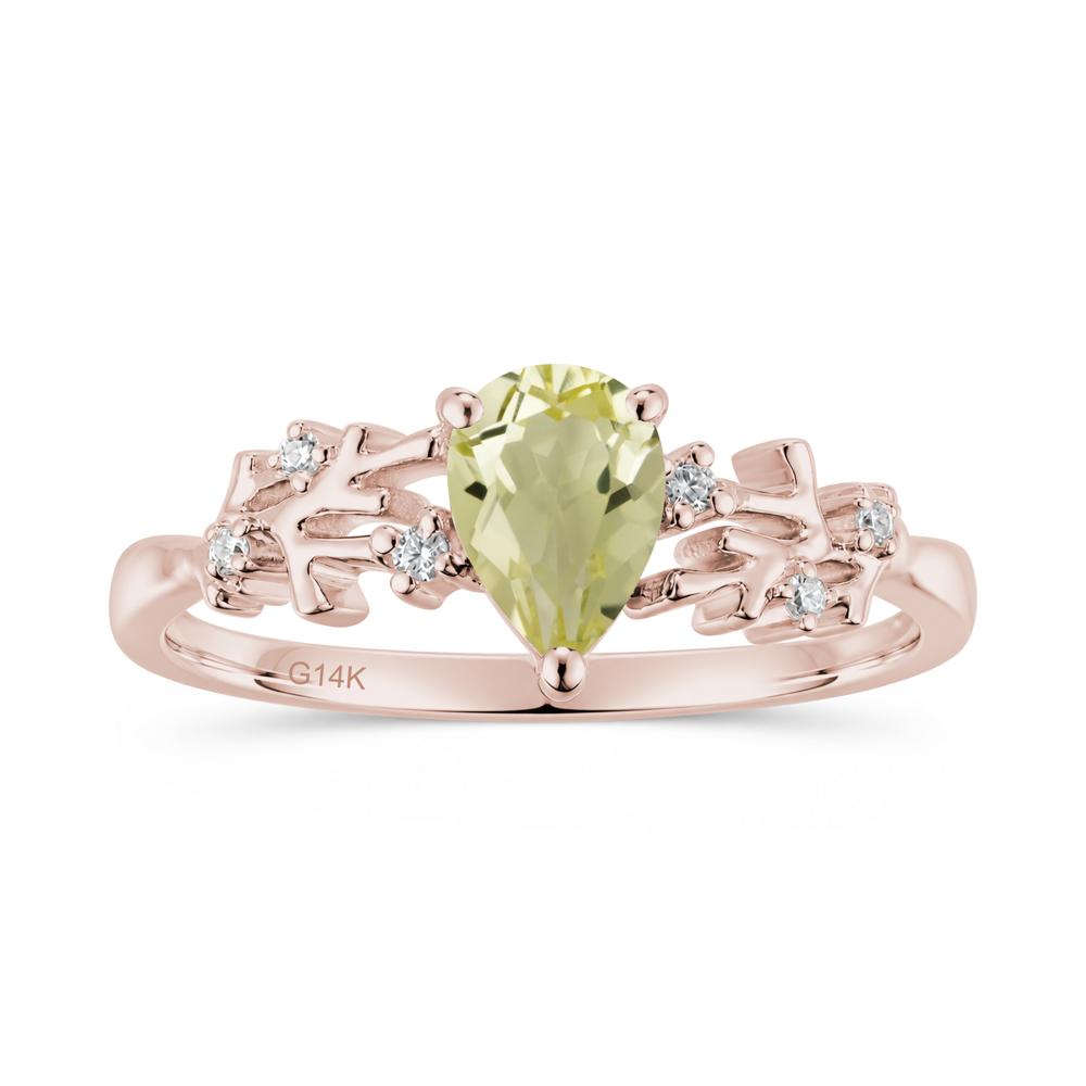 Pear Cut Green Amethyst Coral Ring - LUO Jewelry #gemstone_Lemon Quartz