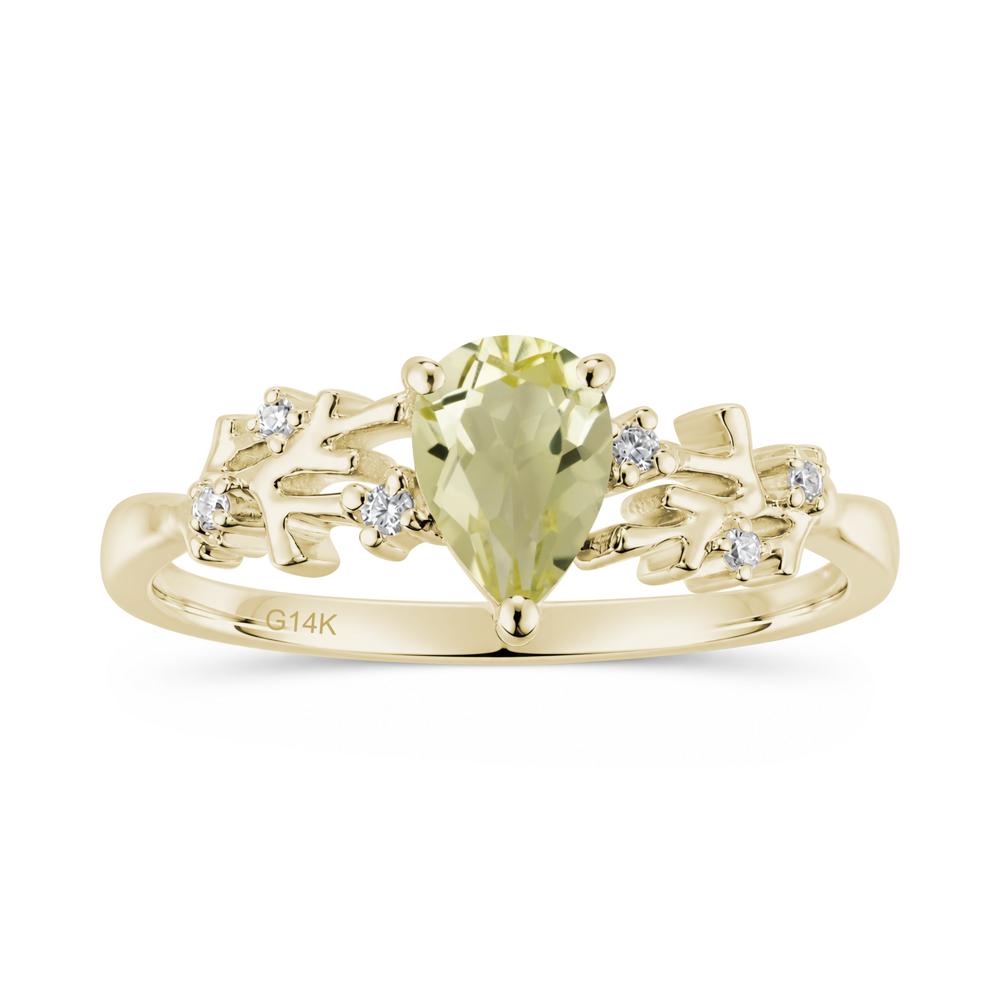 Pear Cut Green Amethyst Coral Ring - LUO Jewelry #gemstone_Lemon Quartz
