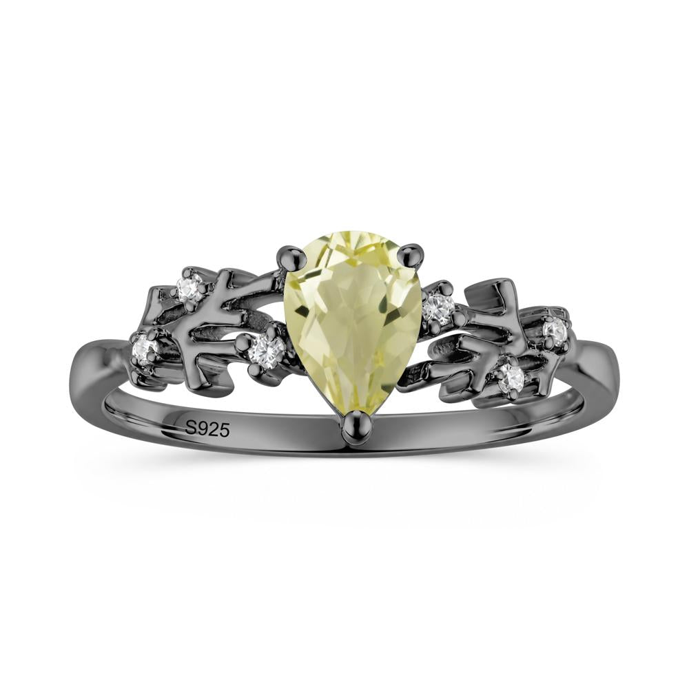 Pear Cut Green Amethyst Coral Ring - LUO Jewelry #gemstone_Lemon Quartz