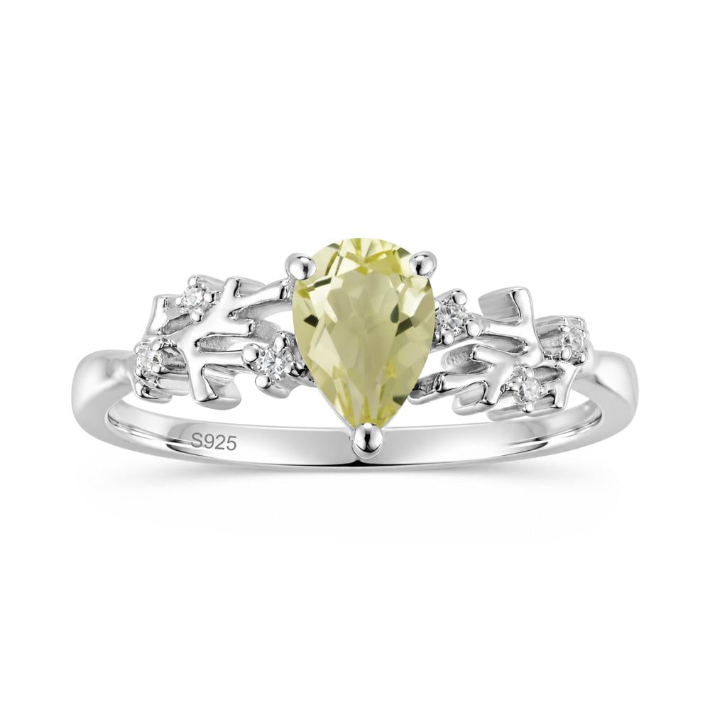 Pear Cut Green Amethyst Coral Ring - LUO Jewelry #gemstone_Lemon Quartz