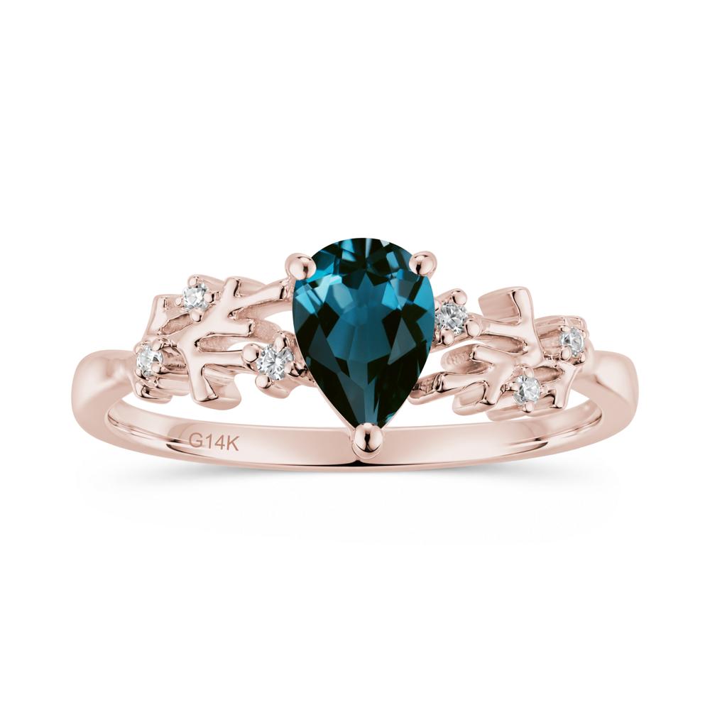 Pear Cut Green Amethyst Coral Ring - LUO Jewelry #gemstone_London Blue Topaz