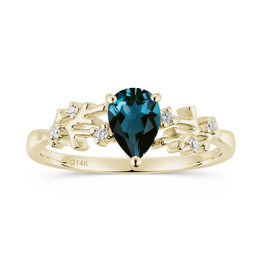 Pear Cut Green Amethyst Coral Ring - LUO Jewelry #gemstone_London Blue Topaz