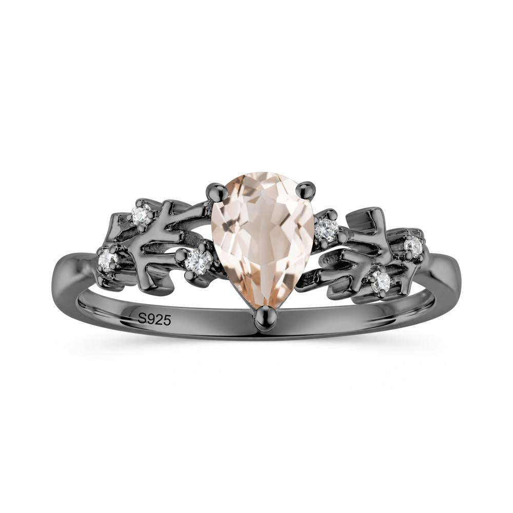 Pear Cut Green Amethyst Coral Ring - LUO Jewelry #gemstone_Morganite