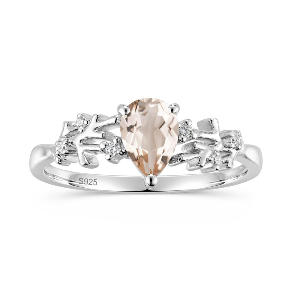 Pear Cut Green Amethyst Coral Ring - LUO Jewelry #gemstone_Morganite