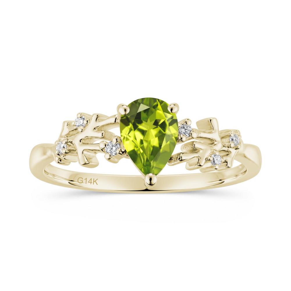 Pear Cut Green Amethyst Coral Ring - LUO Jewelry #gemstone_Peridot