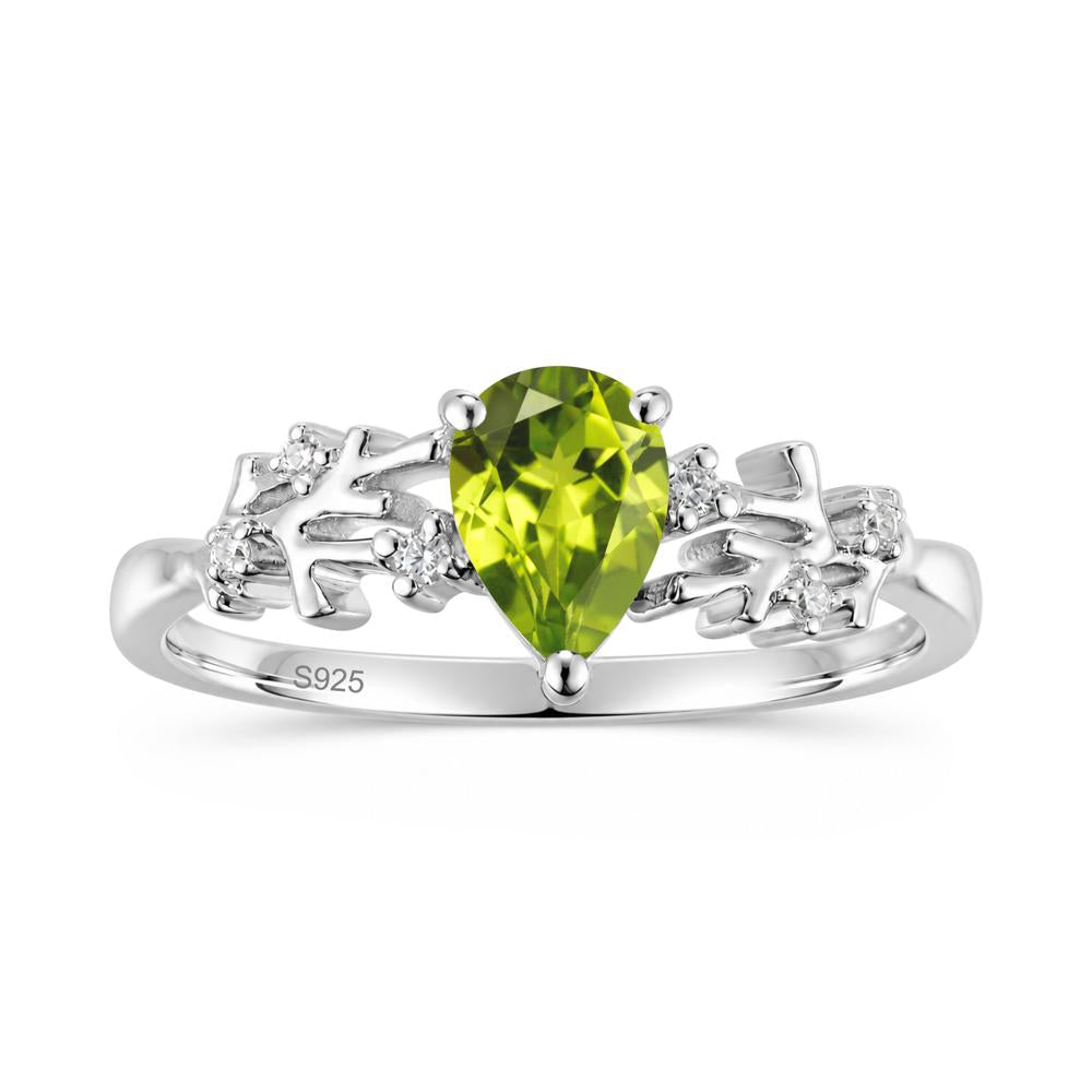 Pear Cut Green Amethyst Coral Ring - LUO Jewelry #gemstone_Peridot