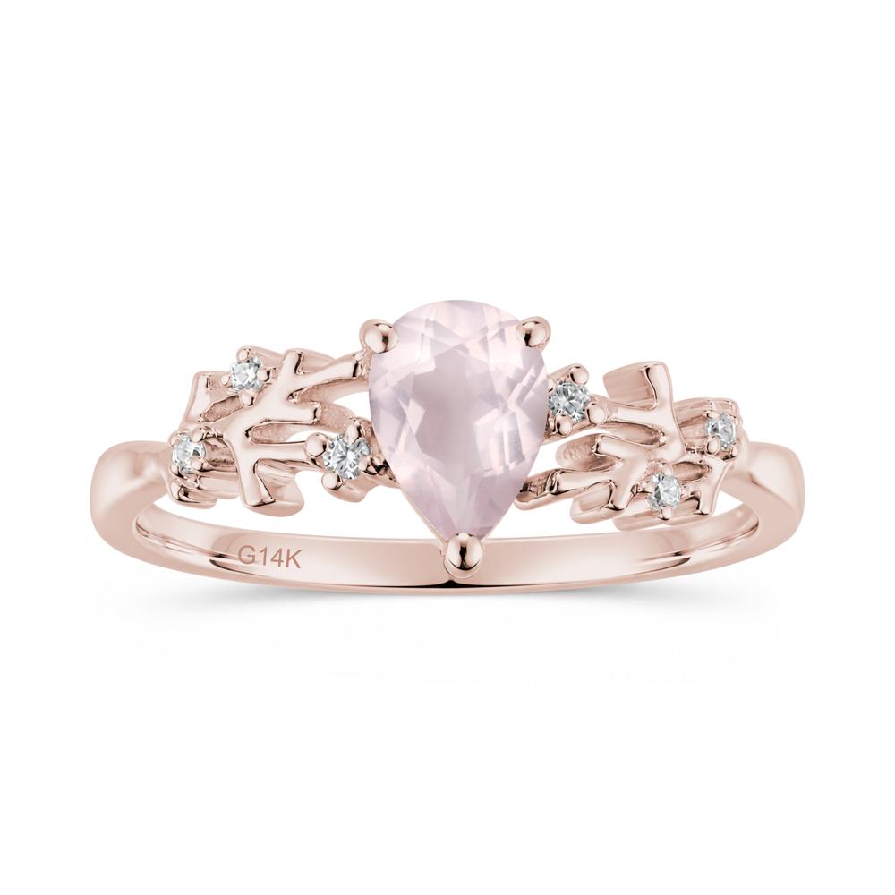 Pear Cut Green Amethyst Coral Ring - LUO Jewelry #gemstone_Rose Quartz