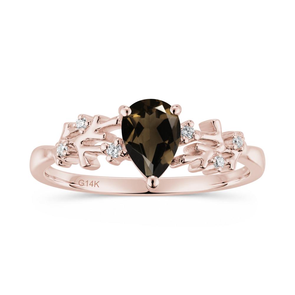 Pear Cut Green Amethyst Coral Ring - LUO Jewelry #gemstone_Smoky Quartz