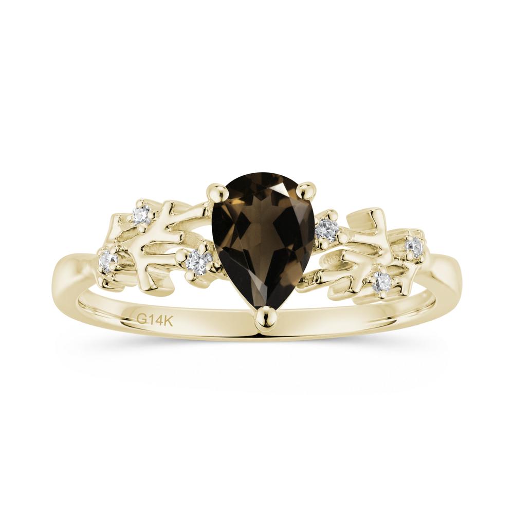 Pear Cut Green Amethyst Coral Ring - LUO Jewelry #gemstone_Smoky Quartz