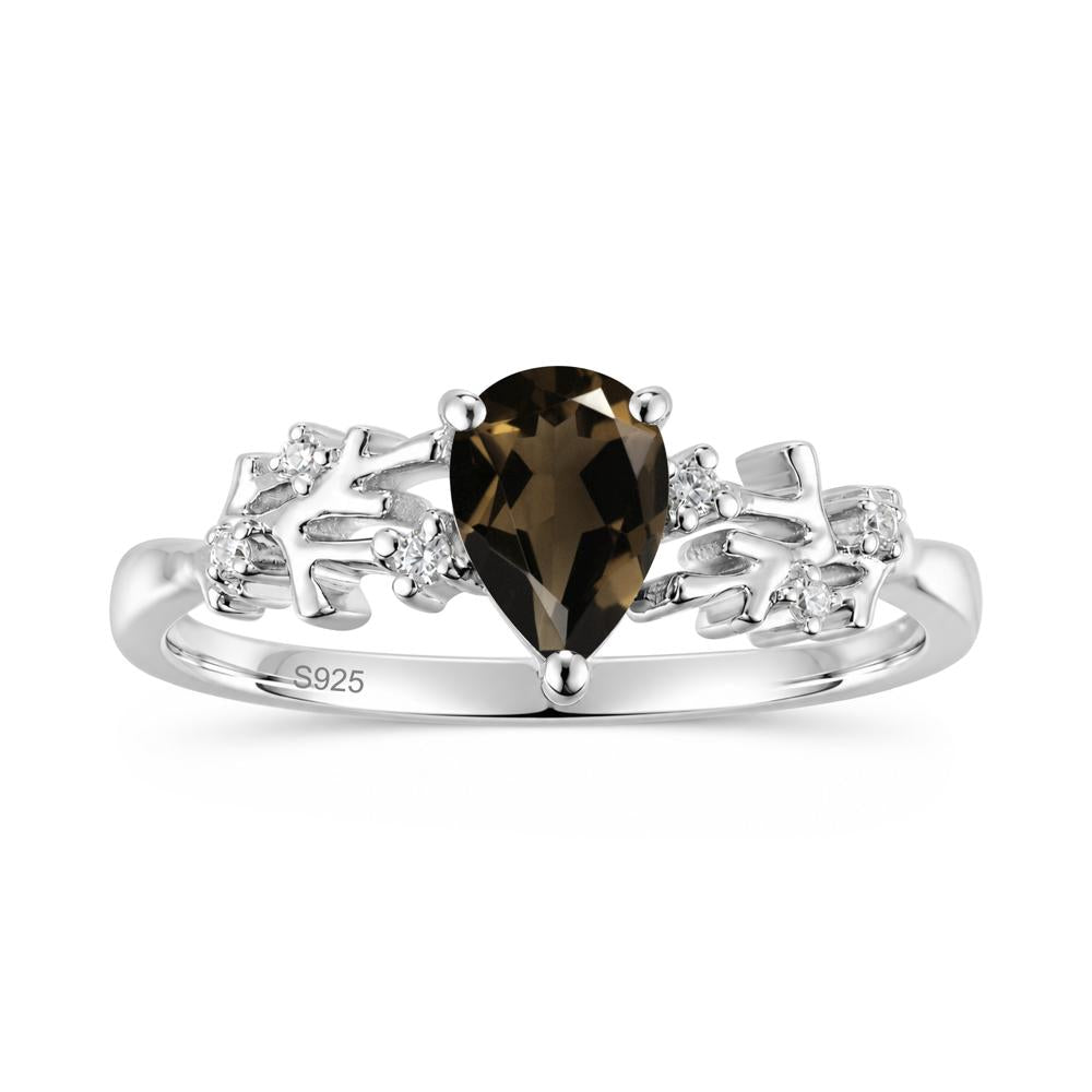 Pear Cut Green Amethyst Coral Ring - LUO Jewelry #gemstone_Smoky Quartz