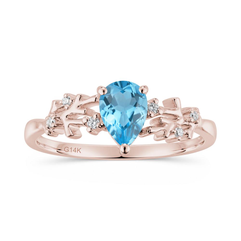 Pear Cut Green Amethyst Coral Ring - LUO Jewelry #gemstone_Swiss Blue Topaz
