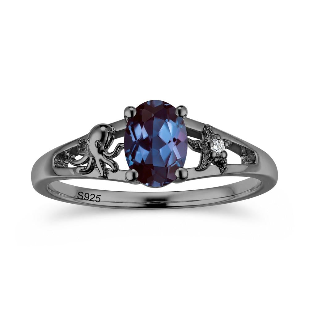 Oval Cut London Blue Topaz Starfish Ring - LUO Jewelry #gemstone_Alexandrite