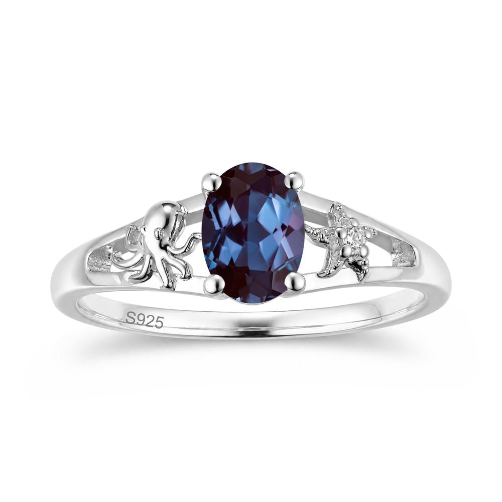 Oval Cut London Blue Topaz Starfish Ring - LUO Jewelry #gemstone_Alexandrite