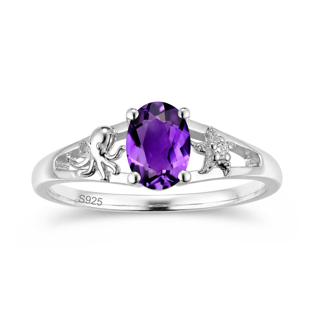 Oval Cut London Blue Topaz Starfish Ring - LUO Jewelry #gemstone_Amethyst