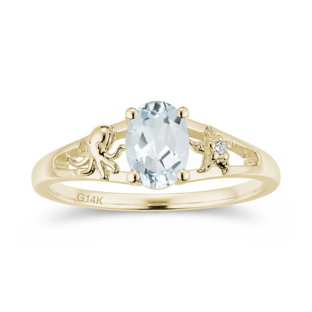 Oval Cut London Blue Topaz Starfish Ring - LUO Jewelry #gemstone_Aquamarine