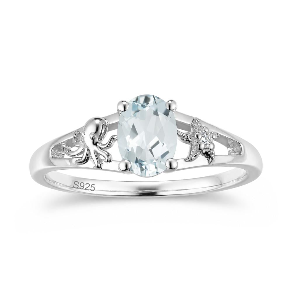 Oval Cut London Blue Topaz Starfish Ring - LUO Jewelry #gemstone_Aquamarine