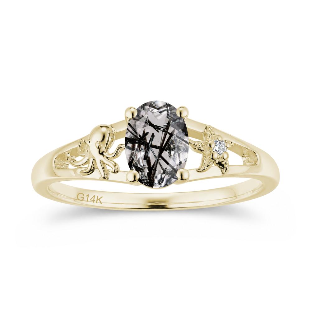 Oval Cut London Blue Topaz Starfish Ring - LUO Jewelry #gemstone_Black Rutilated Quartz