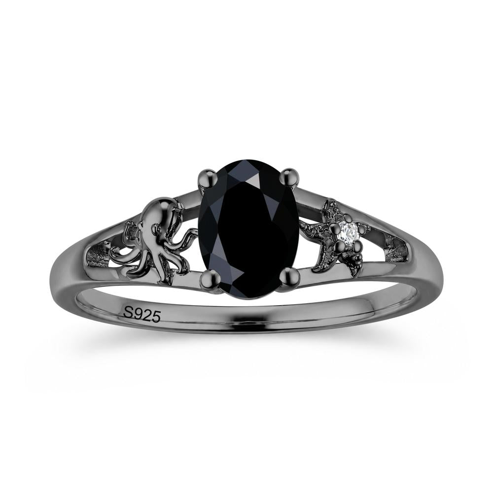 Oval Cut London Blue Topaz Starfish Ring - LUO Jewelry #gemstone_Black Spinel