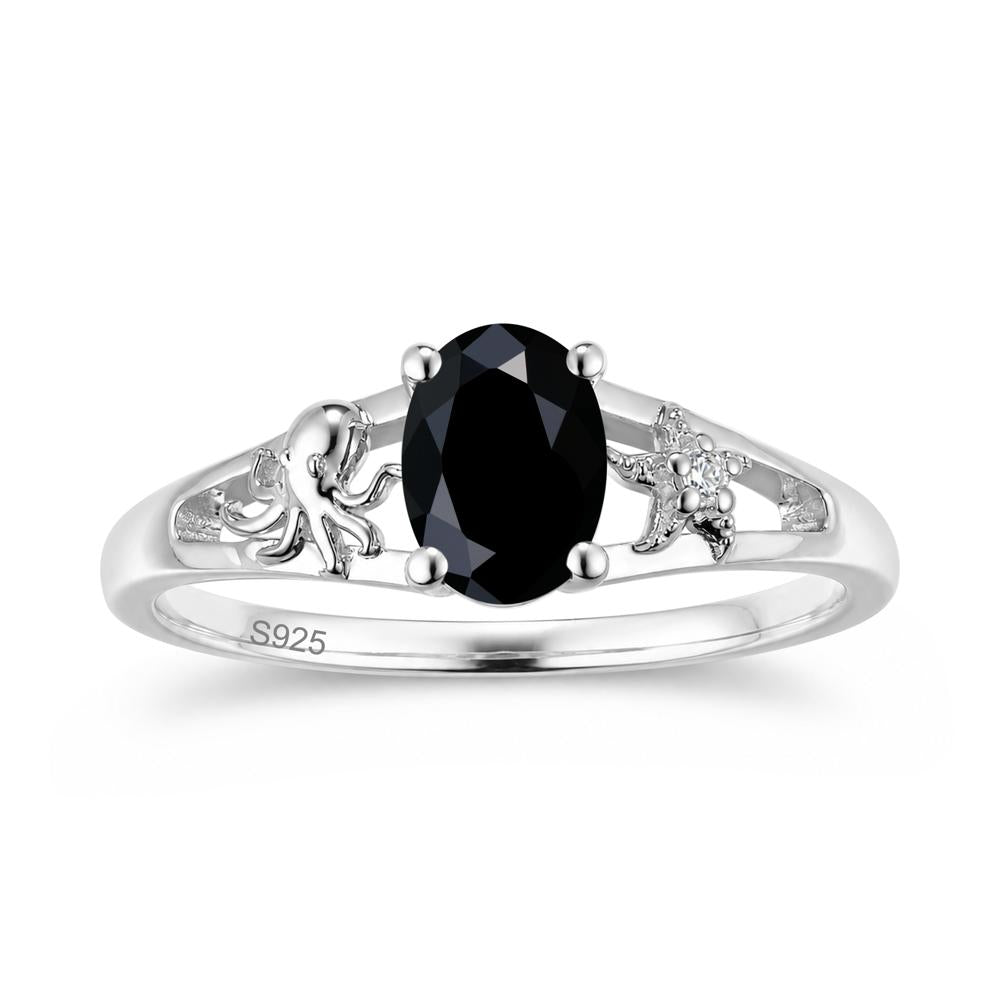 Oval Cut London Blue Topaz Starfish Ring - LUO Jewelry #gemstone_Black Spinel