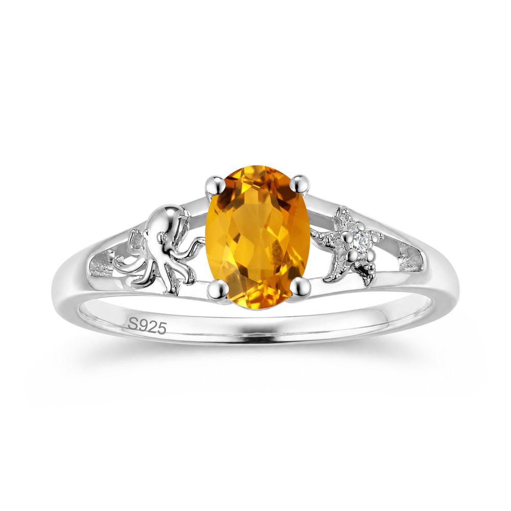 Oval Cut London Blue Topaz Starfish Ring - LUO Jewelry #gemstone_Citrine