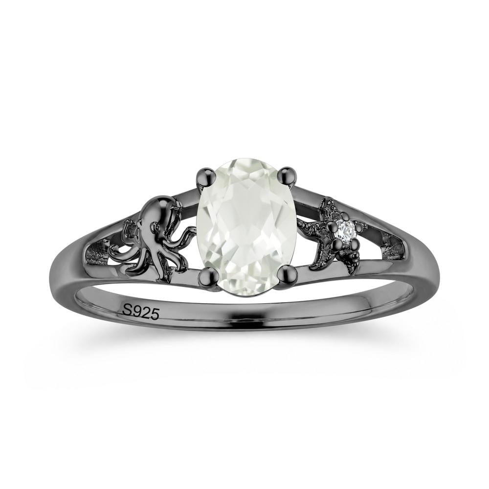 Oval Cut London Blue Topaz Starfish Ring - LUO Jewelry #gemstone_Green Amethyst