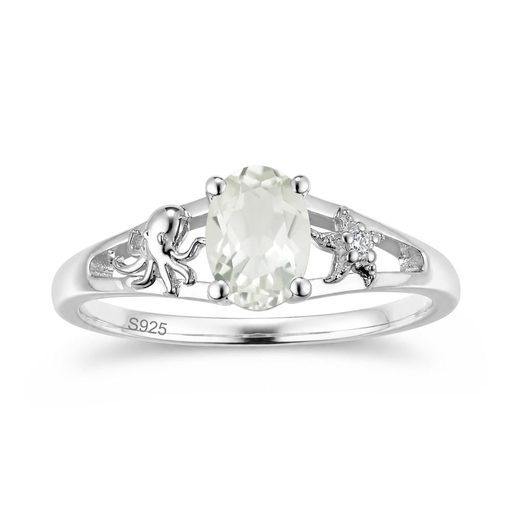 Oval Cut London Blue Topaz Starfish Ring - LUO Jewelry #gemstone_Green Amethyst