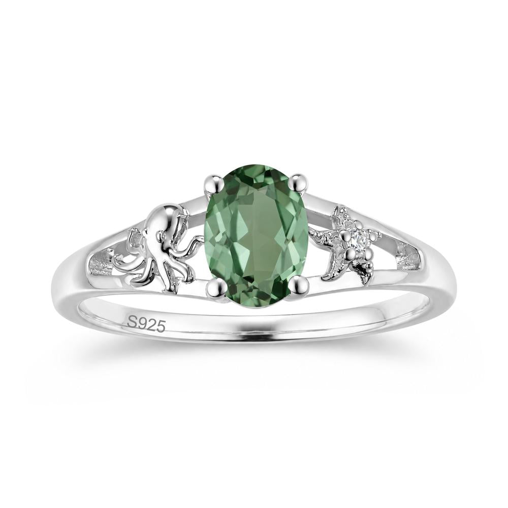 Oval Cut London Blue Topaz Starfish Ring - LUO Jewelry #gemstone_Green Sapphire