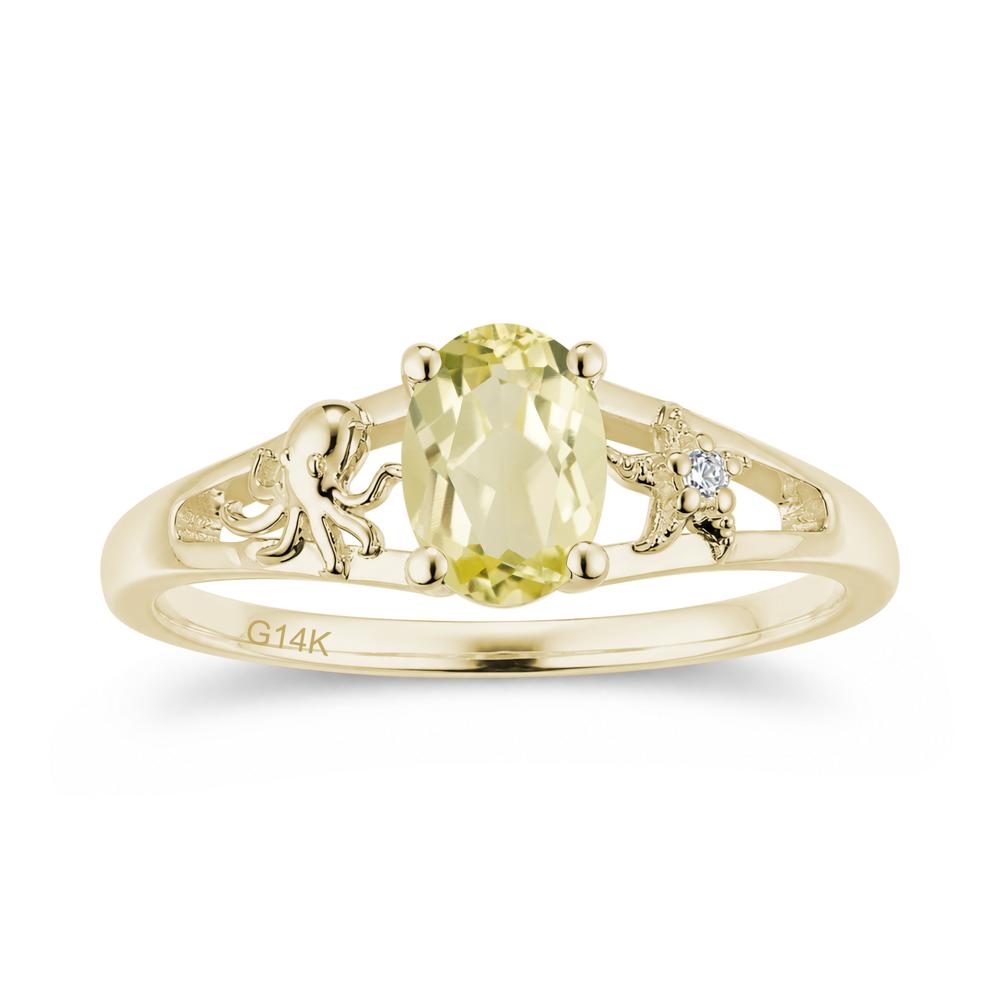 Oval Cut London Blue Topaz Starfish Ring - LUO Jewelry #gemstone_Lemon Quartz