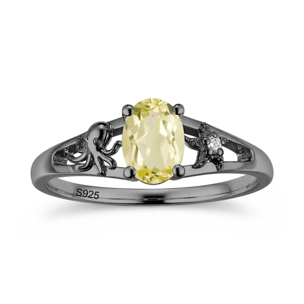 Oval Cut London Blue Topaz Starfish Ring - LUO Jewelry #gemstone_Lemon Quartz
