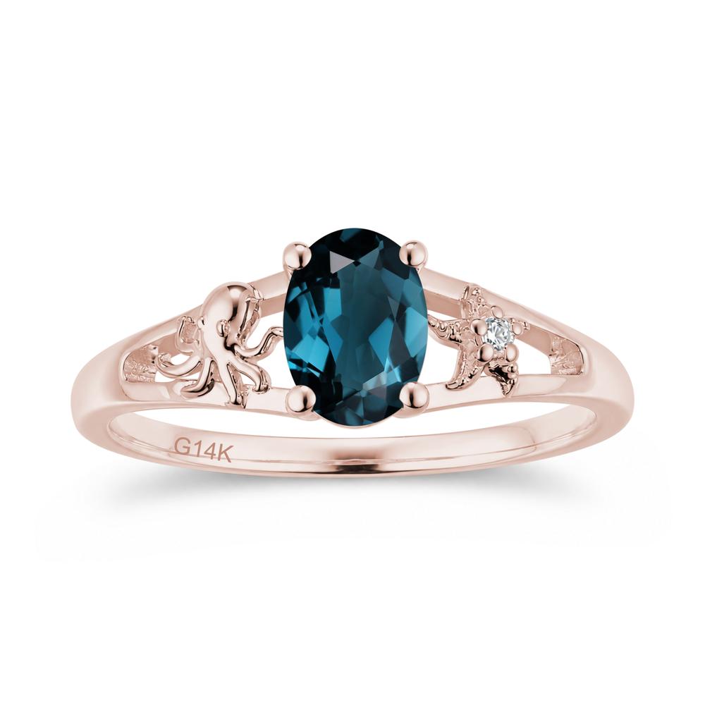 Oval Cut London Blue Topaz Starfish Ring - LUO Jewelry #gemstone_London Blue Topaz