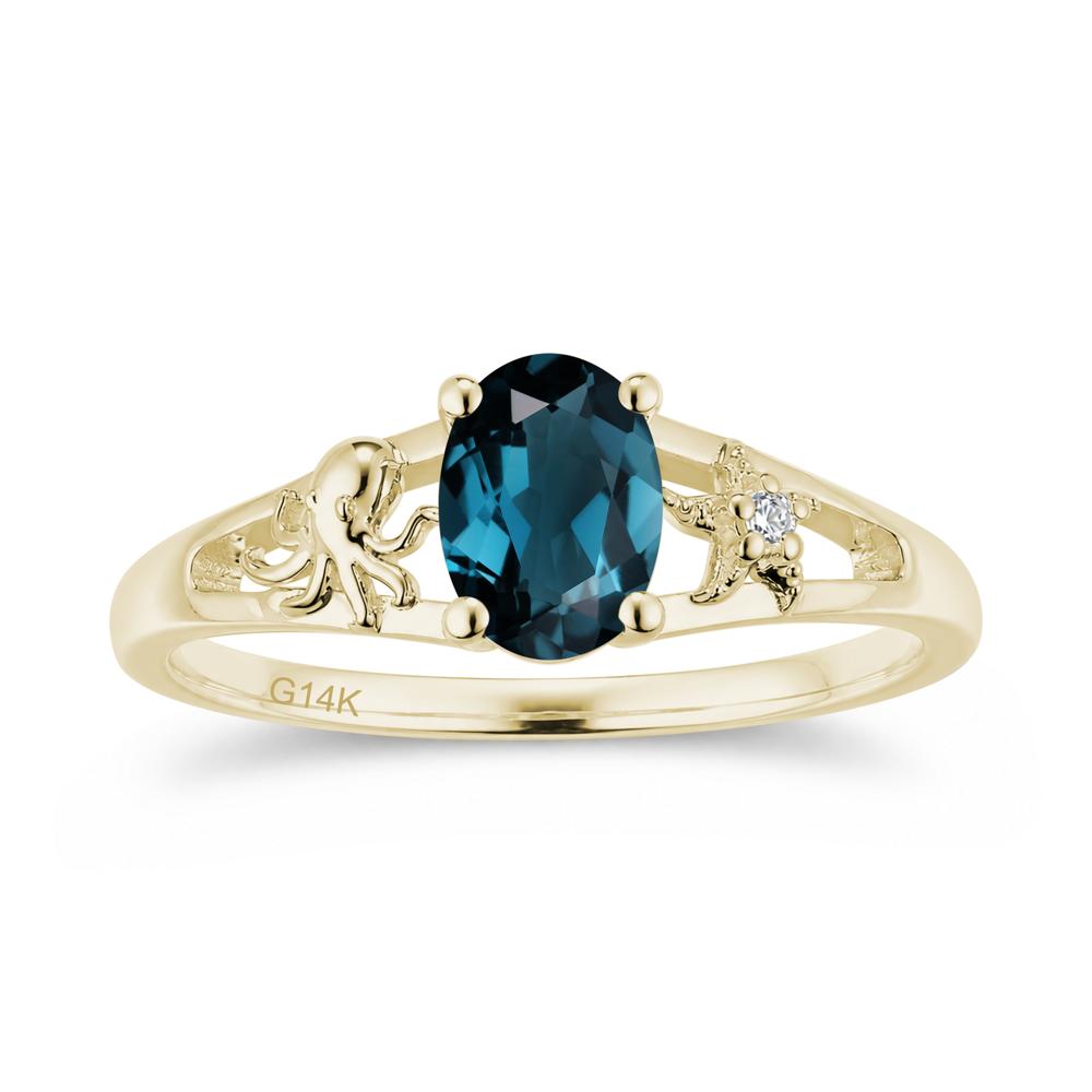 Oval Cut London Blue Topaz Starfish Ring - LUO Jewelry #gemstone_London Blue Topaz