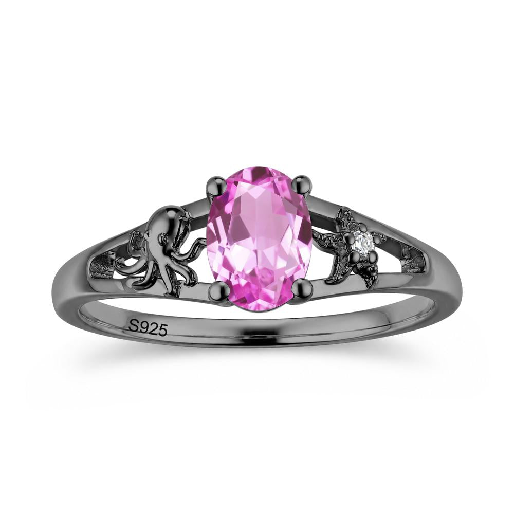Oval Cut London Blue Topaz Starfish Ring - LUO Jewelry #gemstone_Pink Sapphire