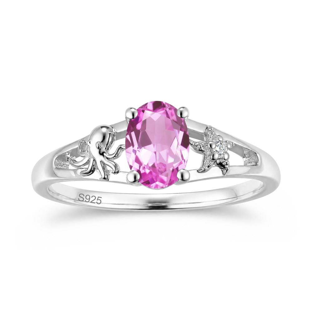 Oval Cut London Blue Topaz Starfish Ring - LUO Jewelry #gemstone_Pink Sapphire