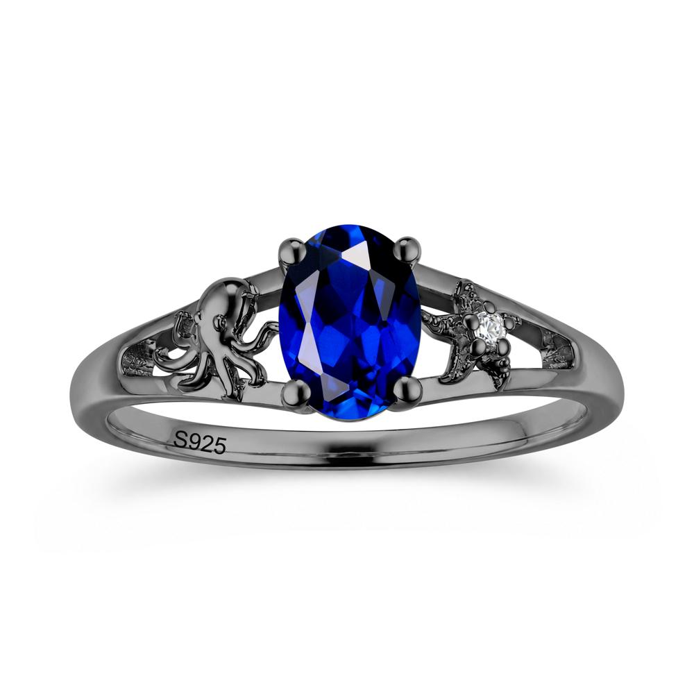 Oval Cut London Blue Topaz Starfish Ring - LUO Jewelry #gemstone_Sapphire