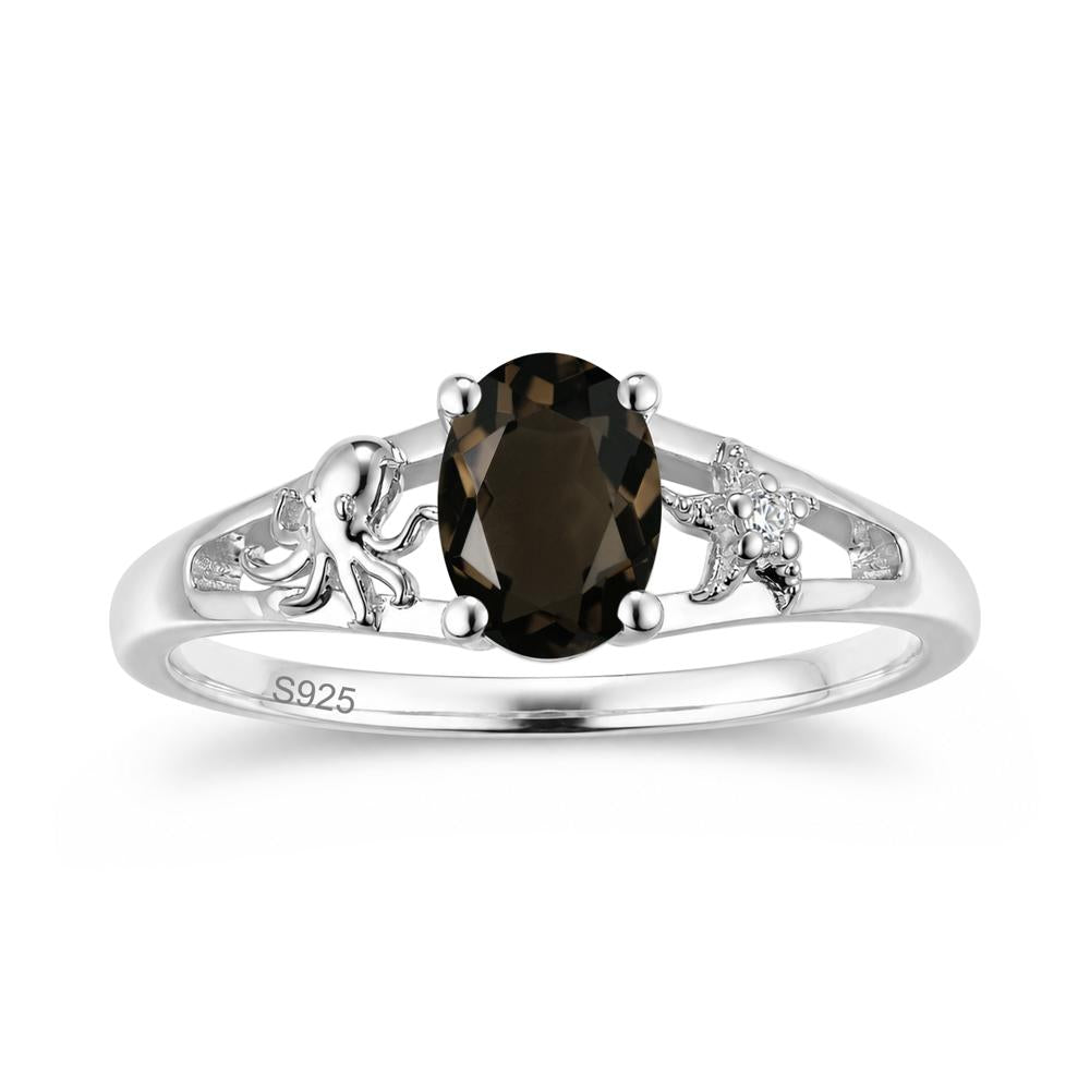 Oval Cut London Blue Topaz Starfish Ring - LUO Jewelry #gemstone_Smoky Quartz