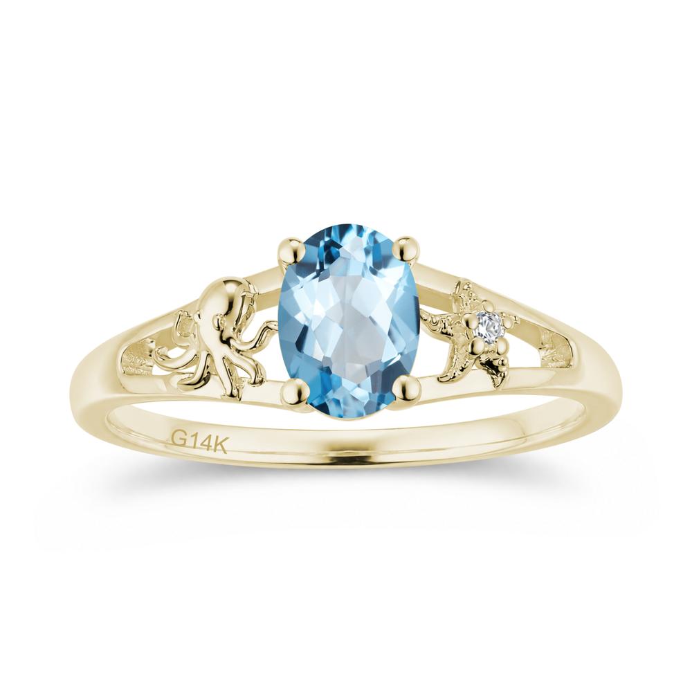 Oval Cut London Blue Topaz Starfish Ring - LUO Jewelry #gemstone_Swiss Blue Topaz