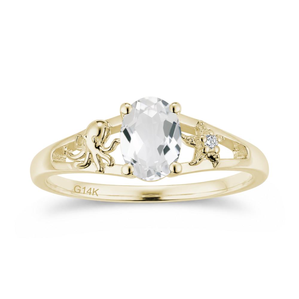 Oval Cut London Blue Topaz Starfish Ring - LUO Jewelry #gemstone_White Topaz