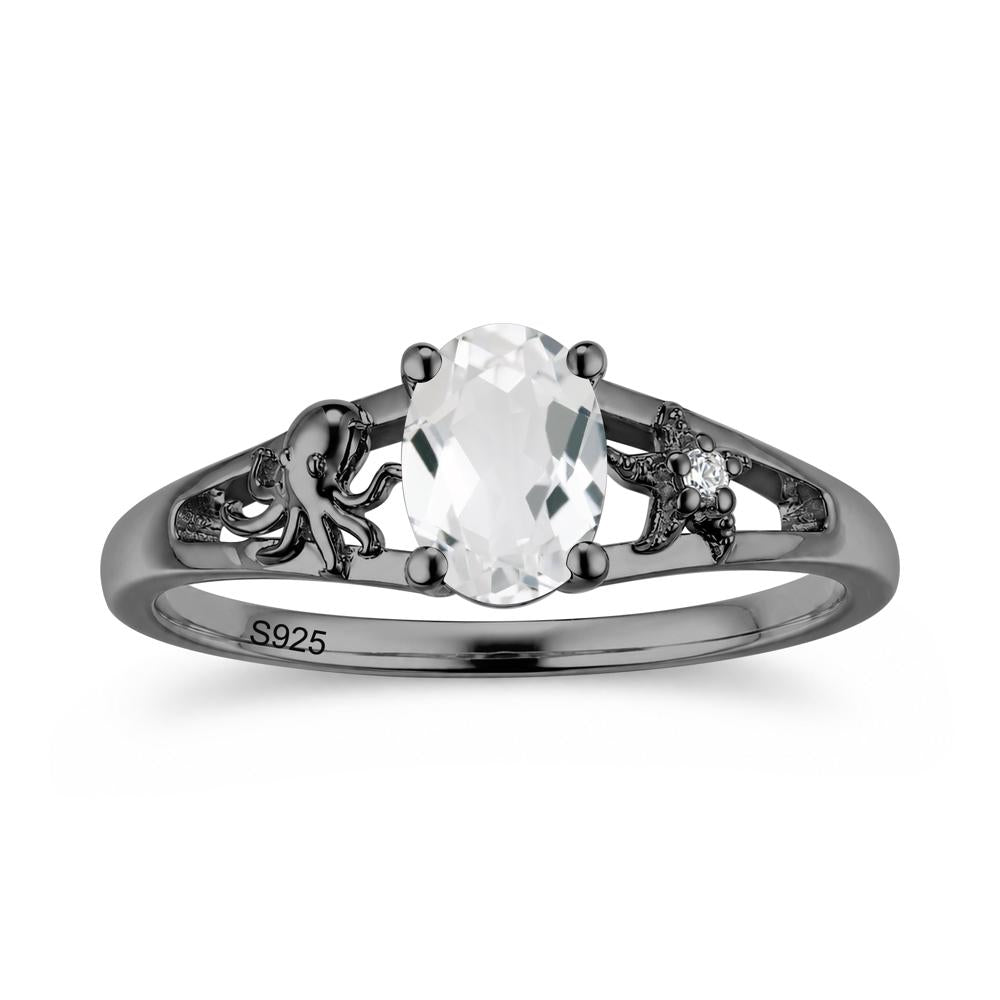 Oval Cut London Blue Topaz Starfish Ring - LUO Jewelry #gemstone_White Topaz