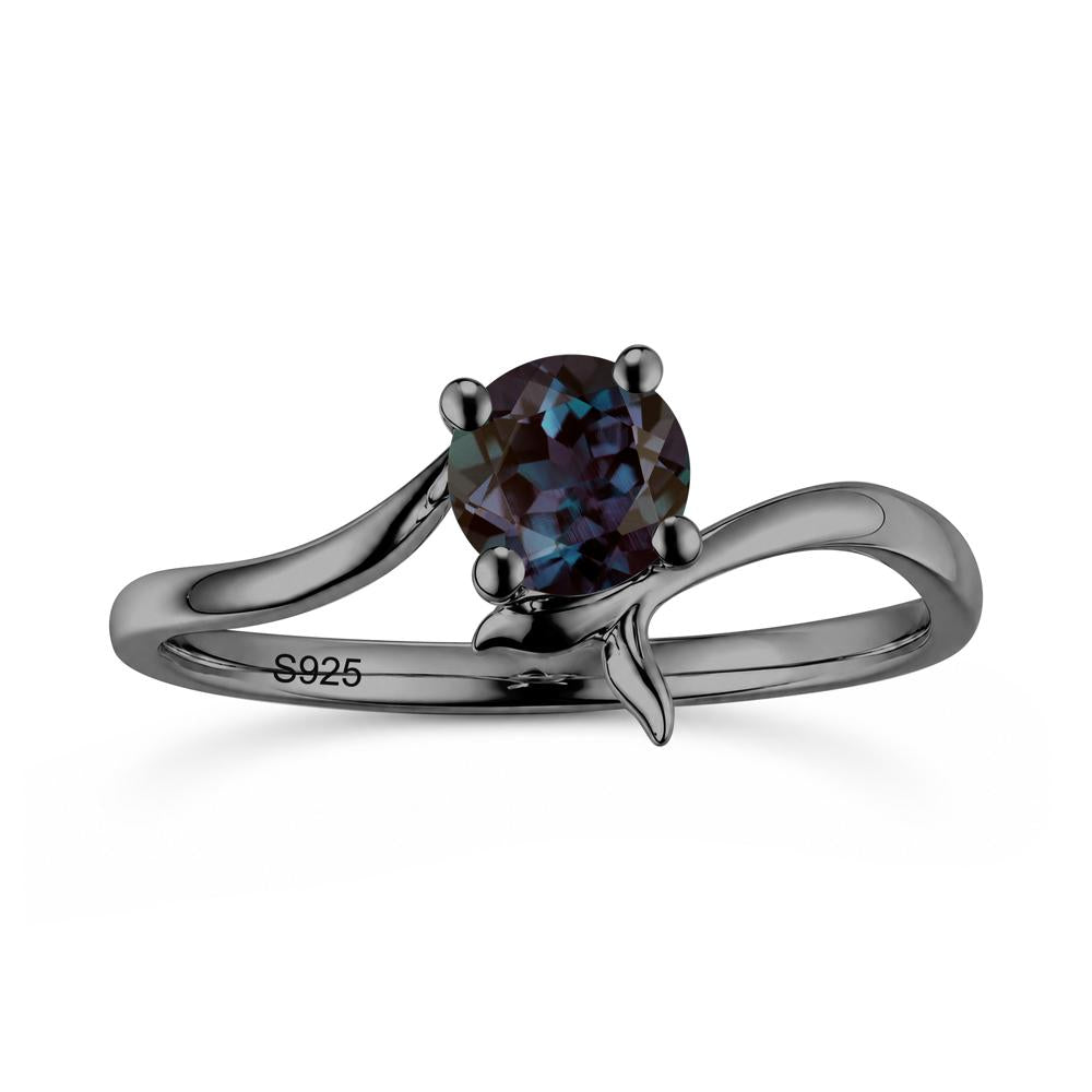 Round Shaped Emerald Whale Tail Bypass Ring - LUO Jewelry #gemstone_Alexandrite
