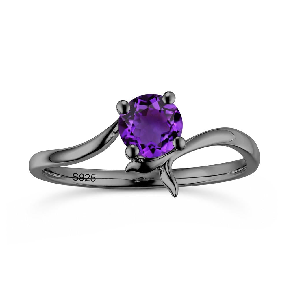 Round Shaped Emerald Whale Tail Bypass Ring - LUO Jewelry #gemstone_Amethyst