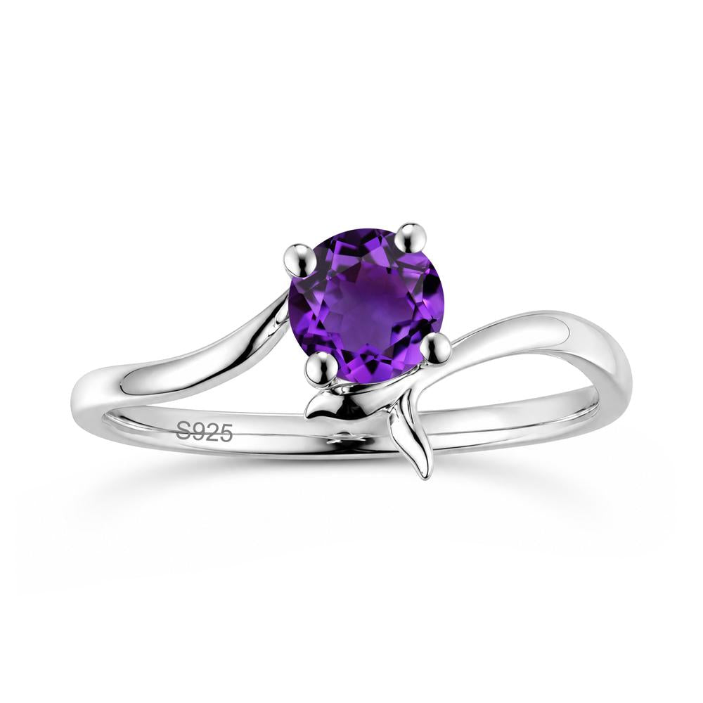 Round Shaped Emerald Whale Tail Bypass Ring - LUO Jewelry #gemstone_Amethyst