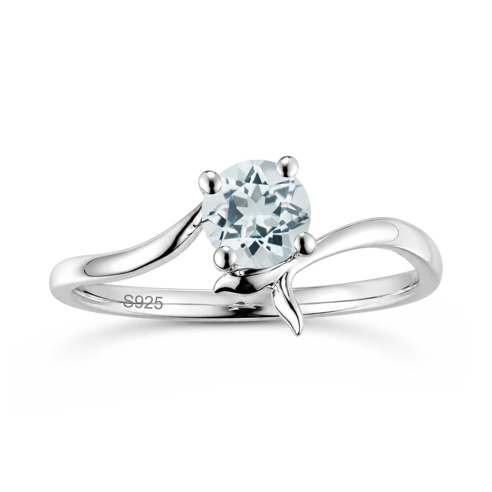 Round Shaped Emerald Whale Tail Bypass Ring - LUO Jewelry #gemstone_Aquamarine