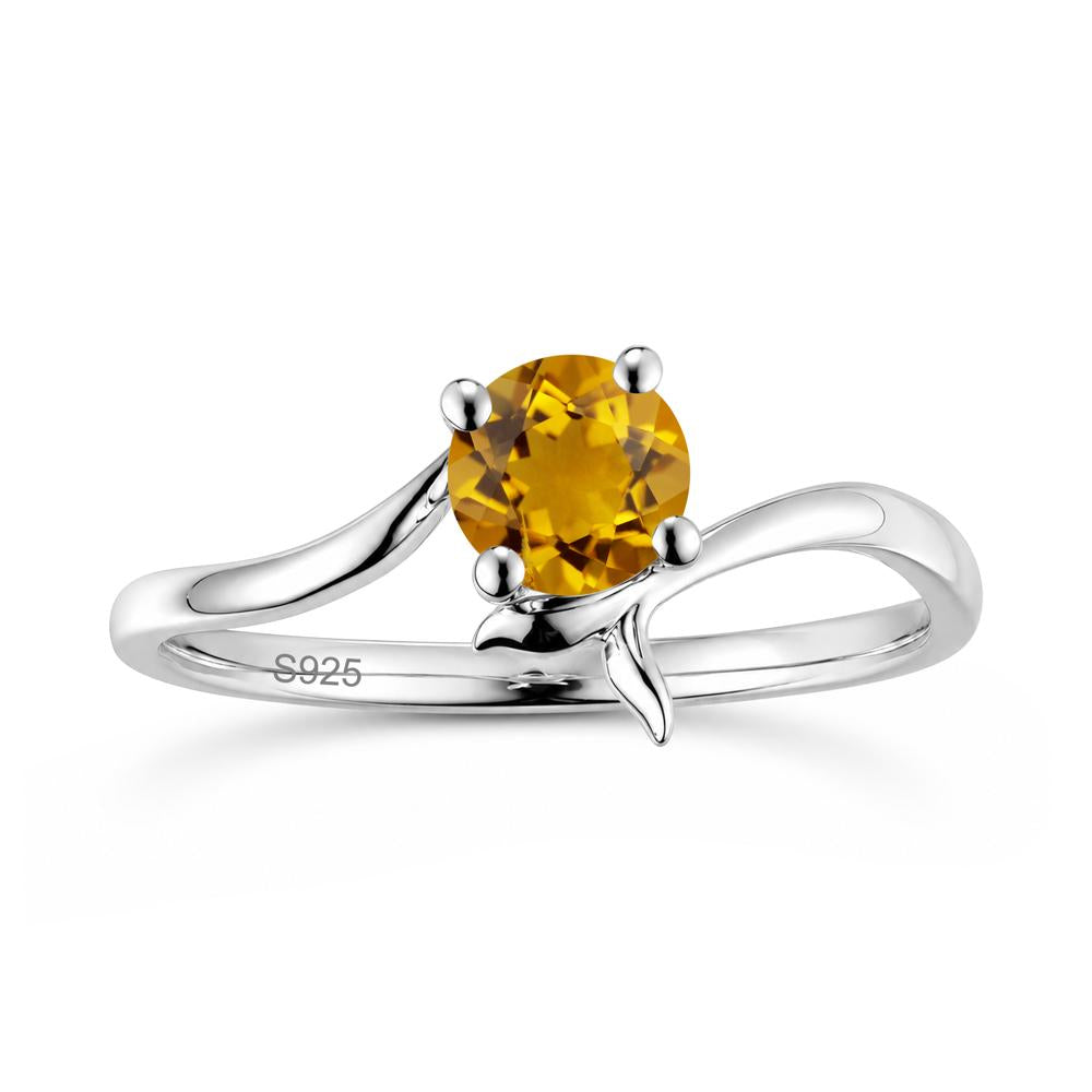 Round Shaped Emerald Whale Tail Bypass Ring - LUO Jewelry #gemstone_Citrine