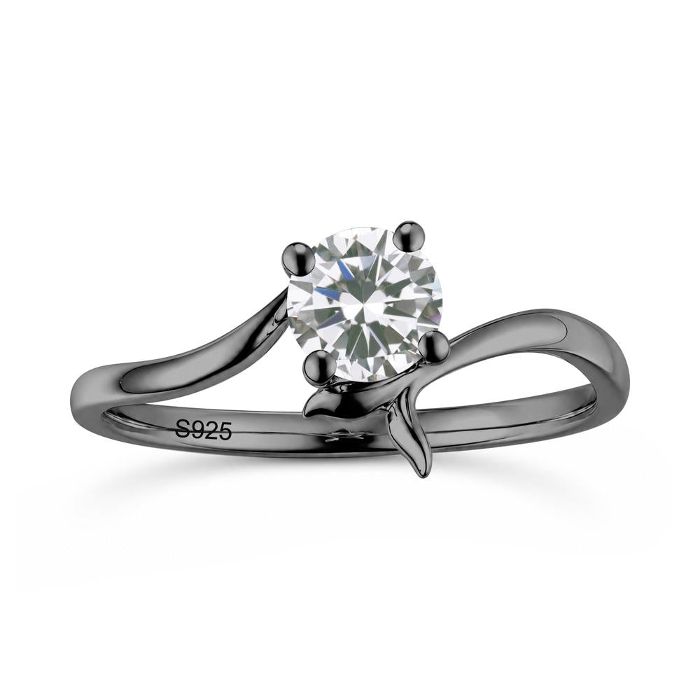 Round Shaped Emerald Whale Tail Bypass Ring - LUO Jewelry #gemstone_Cubic Zirconia