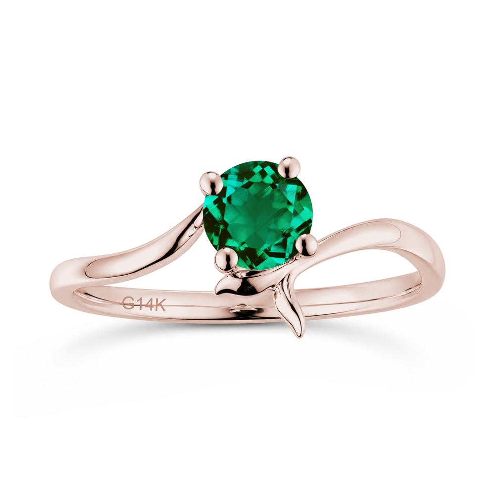 Round Shaped Emerald Whale Tail Bypass Ring - LUO Jewelry #gemstone_Emerald