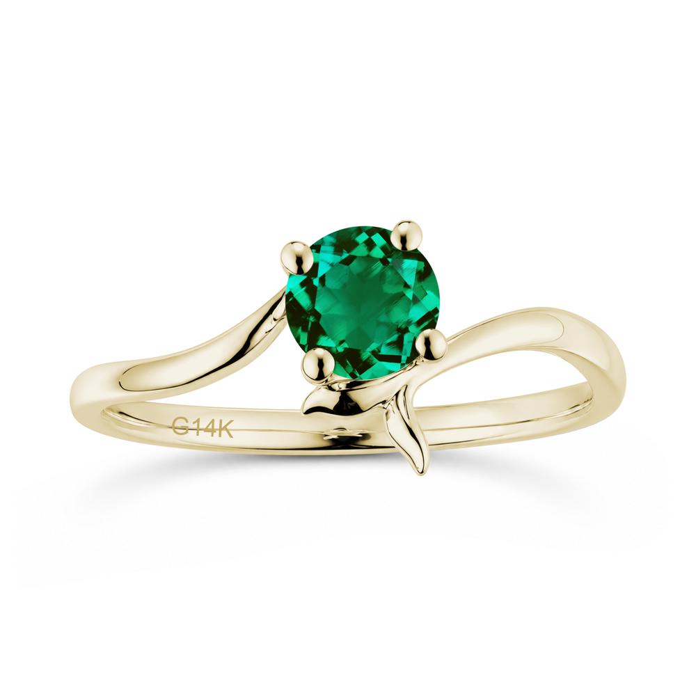 Round Shaped Emerald Whale Tail Bypass Ring - LUO Jewelry #gemstone_Emerald